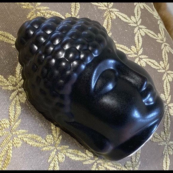 NWT Glazed Ceramic Buddha Bust / Head Statue Black 🖤 Namaste’ 🖤 - Picture 7 of 10